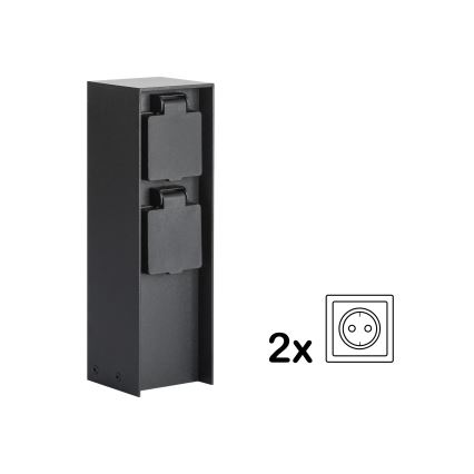 Brilagi - Външна колона за контакти PILLAR 2Z SCHUKO 230V IP44, черна