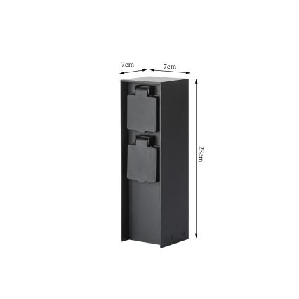 Brilagi - Външна колона за контакти PILLAR 2Z SCHUKO 230V IP44, черна