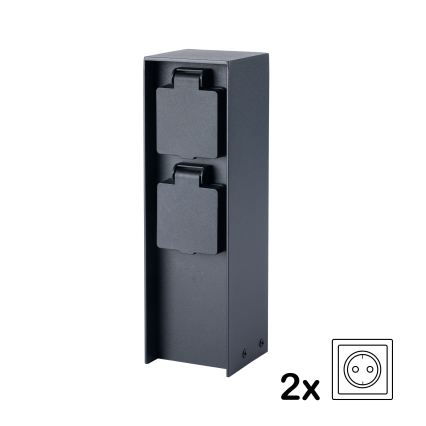 BRILAGI - Външна колона за контакти PILLAR 2Z SCHUKO 230V IP44, черна