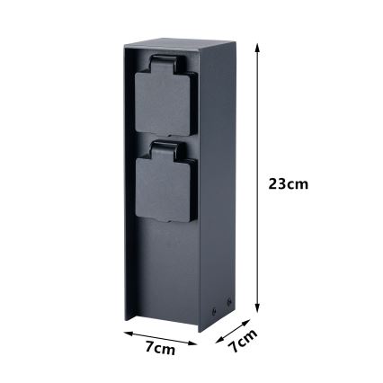 BRILAGI - Външна колона за контакти PILLAR 2Z SCHUKO 230V IP44, черна