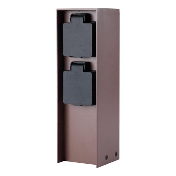 Brilagi - Външна колона за контакти PILLAR 2Z SCHUKO 230V IP44 кафява