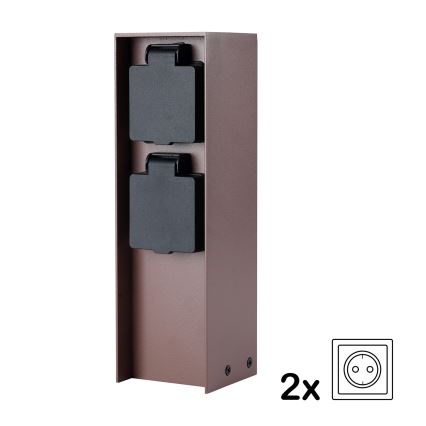 Brilagi - Външна колона за контакти PILLAR 2Z SCHUKO 230V IP44 кафява
