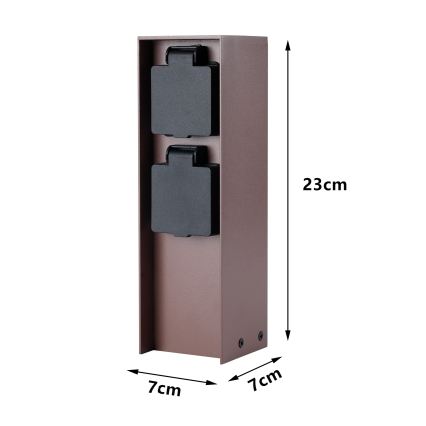 Brilagi - Външна колона за контакти PILLAR 2Z SCHUKO 230V IP44 кафява