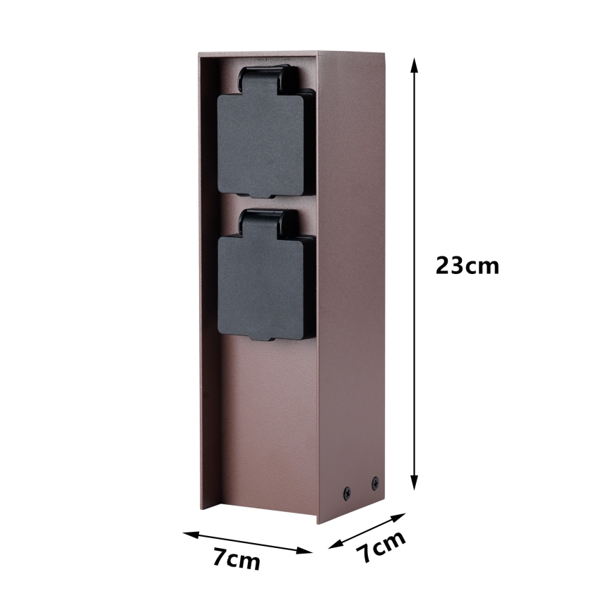 Brilagi - Външна колона за контакти PILLAR 2Z SCHUKO 230V IP44 кафява