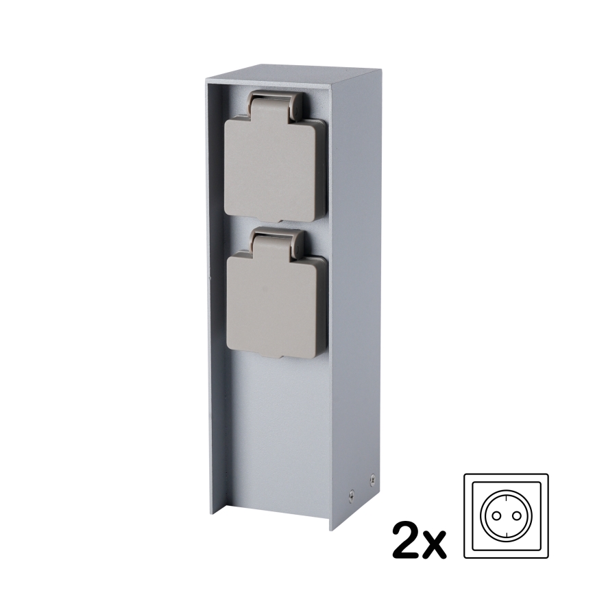 Brilagi - Външна контактна колона PILLAR, 2 гнезда SCHUKO, 230V, IP44, сребриста