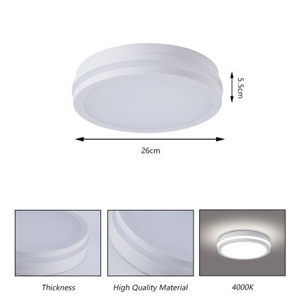 Brilagi - LED външно таванно осветително тяло със сензор BENE LED/24W/230V Ø 26 см бяло IP54