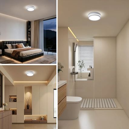 Brilagi - LED външно таванно осветително тяло със сензор BENE, LED/18W/230V, Ø 21,5 см, бяло, IP54