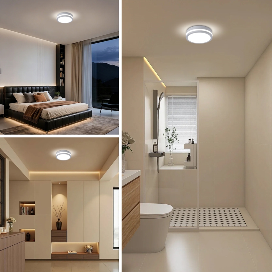 Brilagi - LED външно таванно осветително тяло със сензор BENE, LED/18W/230V, Ø 21,5 см, бяло, IP54