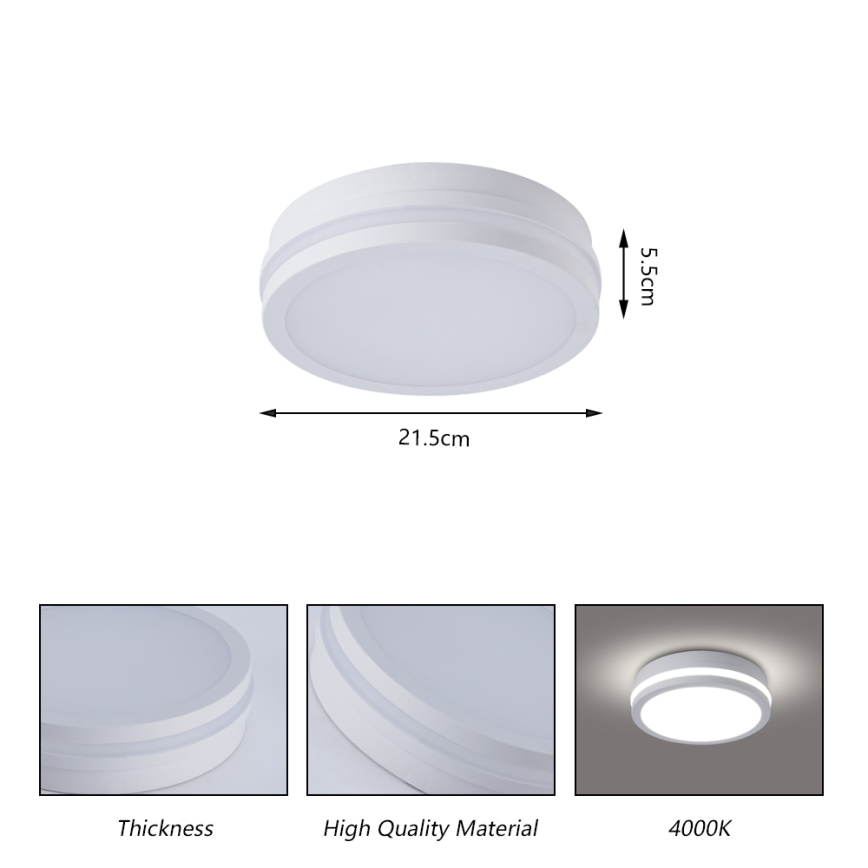 Brilagi - LED външно таванно осветително тяло със сензор BENE, LED/18W/230V, Ø 21,5 см, бяло, IP54