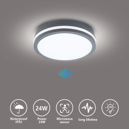 BRILAGI - LED външно осветително тяло с датчик BENE LED/24W/230V Ø 26 см антрацит IP54