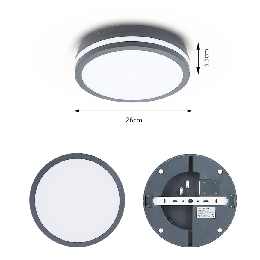BRILAGI - LED външно осветително тяло с датчик BENE LED/24W/230V Ø 26 см антрацит IP54