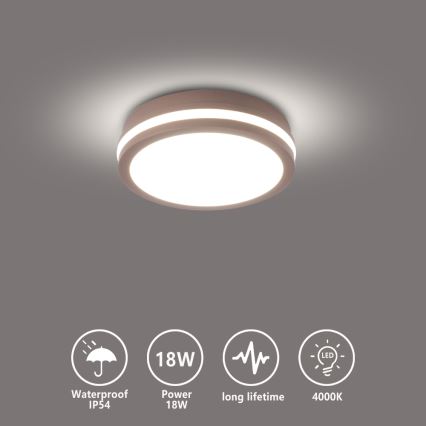 Brilagi - външно LED таванно осветително тяло BENE LED/18W/230V, диаметър 21,5 см, кафяво, IP54
