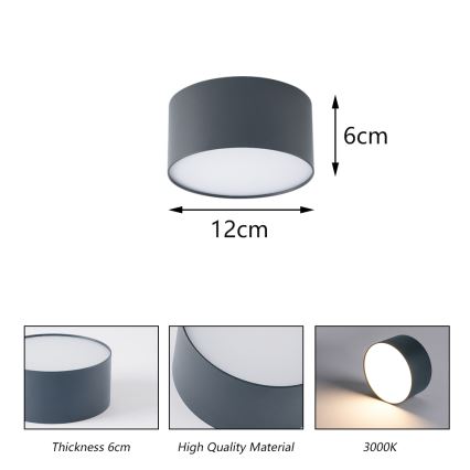 BRILAGI - LED Външно таванно осветително тяло FORIS LED/14W/230V Ø 12 cm антрацит IP44