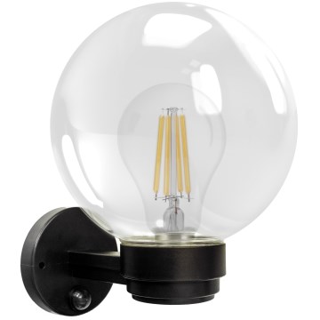 Brilagi - Външно настенно осветително тяло със сензор за движение HARBOR 1xE27/40W/230V IP33 черно/прозрачно