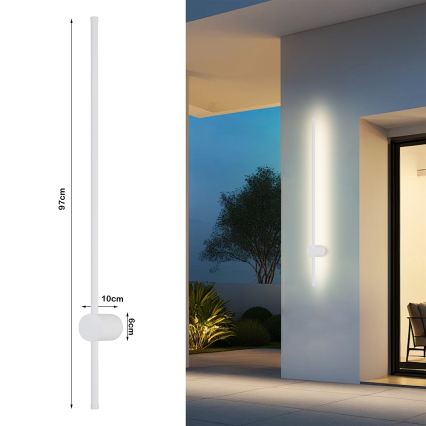 Brilagi - Външна стенна лампа AURA LED/20W/230V 3000K IP54 97 cm бяла CRI 90