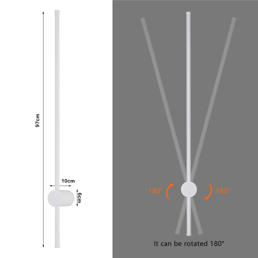 Brilagi - Външна стенна лампа AURA LED/20W/230V 3000K IP54 97 cm бяла CRI 90