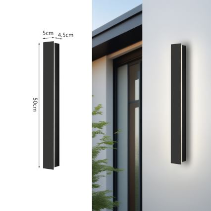 Brilagi - LED външно стенно осветително тяло LINEAR LED/12W/230V 4000K IP65 50 cm черно CRI 90