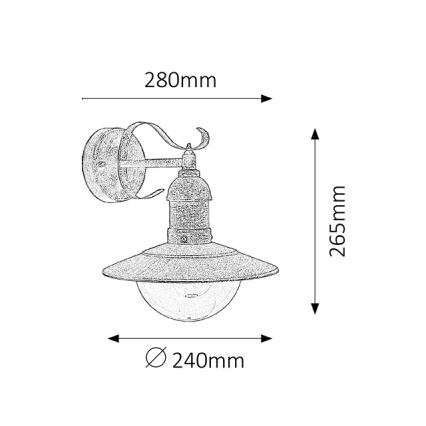 Brilagi - Външно стенно осветително тяло MOLDE 1xE27/60W/230V IP44 бронзов/патина