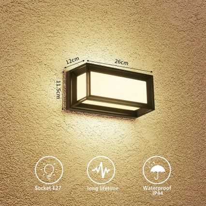 Brilagi - Външно стенно осветително тяло PARKER 1xE27/60W/230V черно IP44