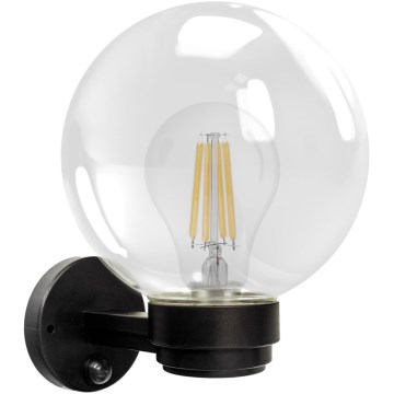 Brilagi - Външно стенно осветително тяло с вграден датчик за движение HARBOR 1xE27/40W/230V IP33 черно/прозрачно