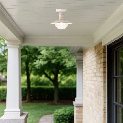 Brilagi - Външно таванно осветително тяло MOLDE 1xE27/60W IP44 бяло/патина