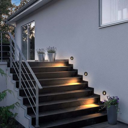 Brilagi - Външно вградено LED осветително тяло STAIRDOT, 2W/230V, черно, IP65, кръгло