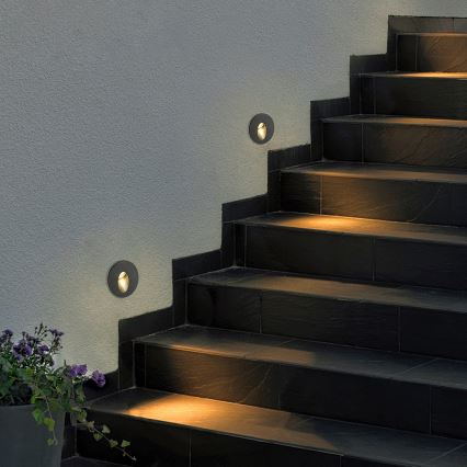 Brilagi - Външно вградено LED осветително тяло STAIRDOT, 2W/230V, черно, IP65, кръгло