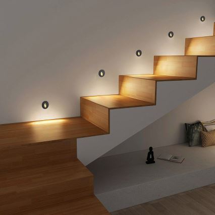 Brilagi - Външно вградено LED осветително тяло STAIRDOT, 2W/230V, черно, IP65, кръгло
