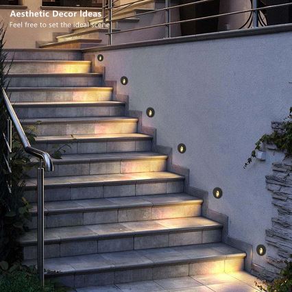 Brilagi - Външно вградено LED осветително тяло STAIRDOT, 2W/230V, черно, IP65, кръгло