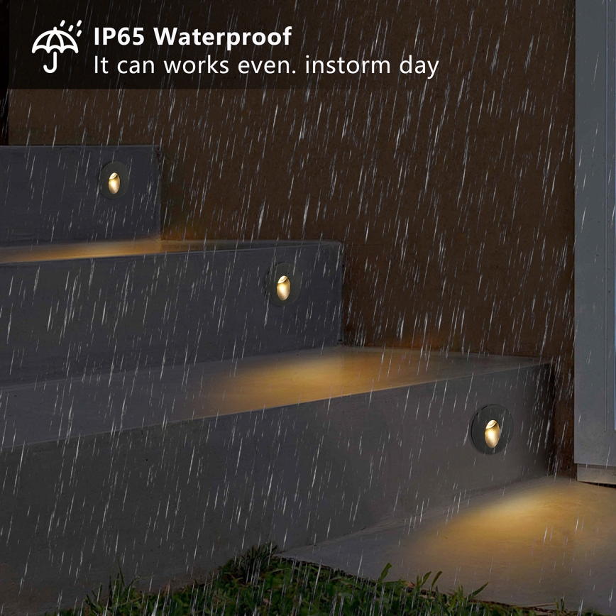 Brilagi - Външно вградено LED осветително тяло STAIRDOT, 2W/230V, черно, IP65, кръгло