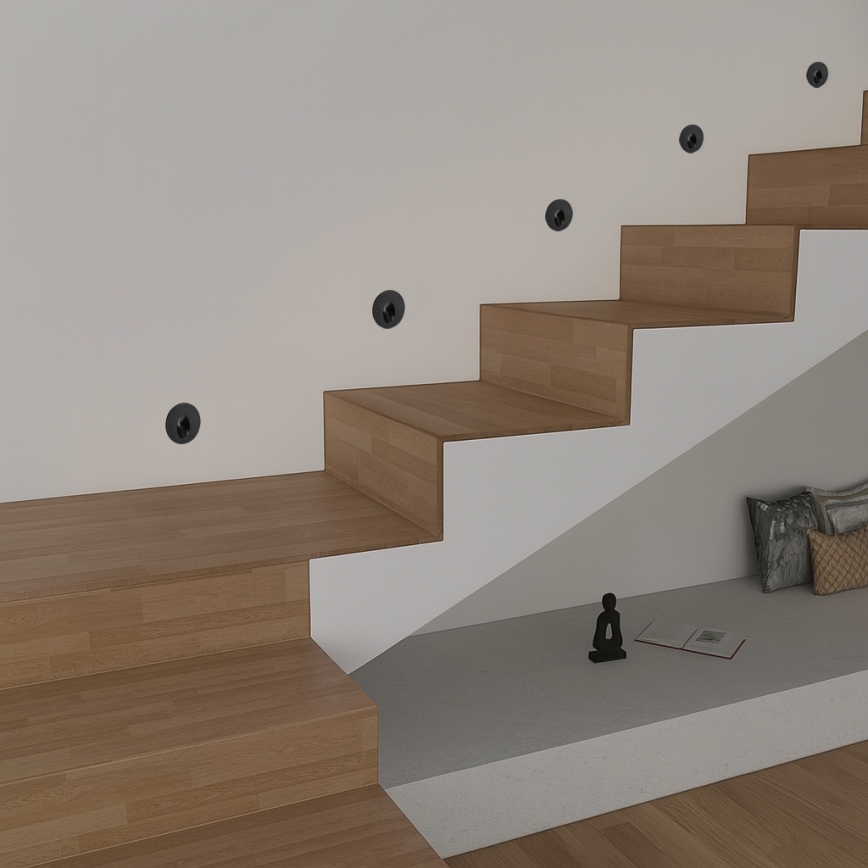 Brilagi - Външно вградено LED осветително тяло STAIRDOT, 2W/230V, черно, IP65, кръгло