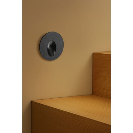 Brilagi - Външно вградено LED осветително тяло STAIRDOT, 2W/230V, черно, IP65, кръгло