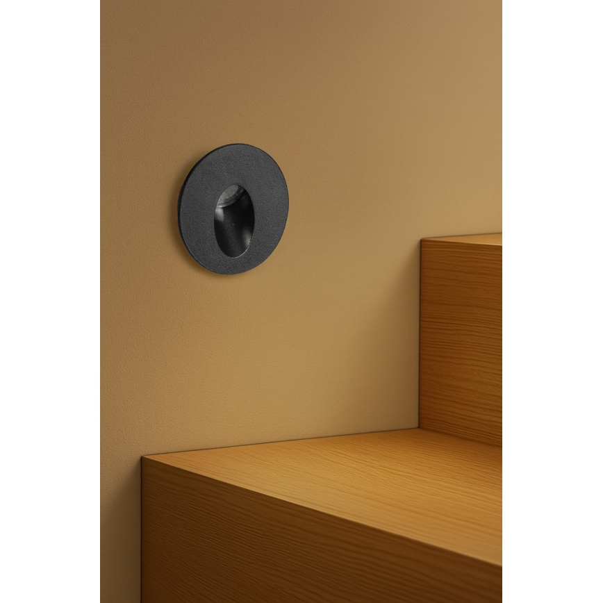 Brilagi - Външно вградено LED осветително тяло STAIRDOT, 2W/230V, черно, IP65, кръгло