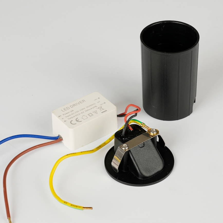 Brilagi - Външно вградено LED осветително тяло STAIRDOT, 2W/230V, черно, IP65, кръгло