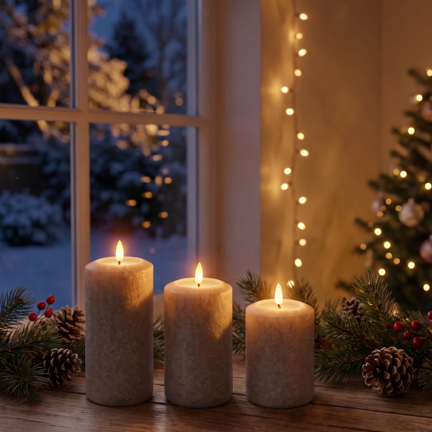 BRILAGI - Комплект 3x LED свещи LED/2xAA сиви