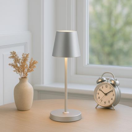 Brilliant - Димируема презареждаема сензорна външна настолна лампа ELORA LED/2,5W/5V 2700K 2600 mAh IP44 сребриста