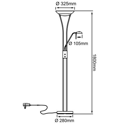 Brilliant - Димируема LED стояща лампа FINN 2xLED/13W/230V матов хром