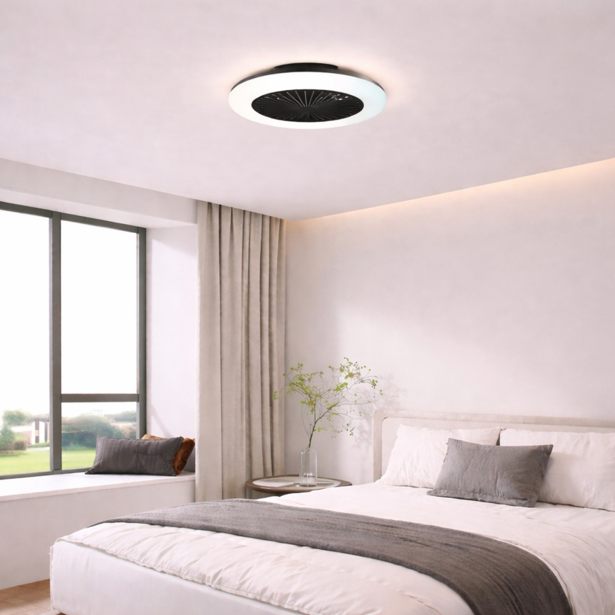 Brilliant - LED димируемо таванно осветително тяло с вентилатор MONTERO LED/20W/230V 2700-6500K Ø 42 см черно + дистанционно управление