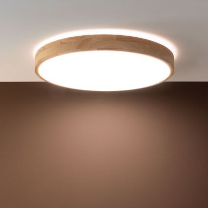 Brilliant - Димируем таванен плафон SLIMLINE LED/60W/230V 3000-6500K диаметър 45 см, каучуково дърво, с дистанционно управление