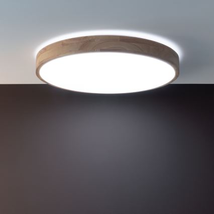 Brilliant - Димируем таванен плафон SLIMLINE LED/60W/230V 3000-6500K диаметър 45 см, каучуково дърво, с дистанционно управление