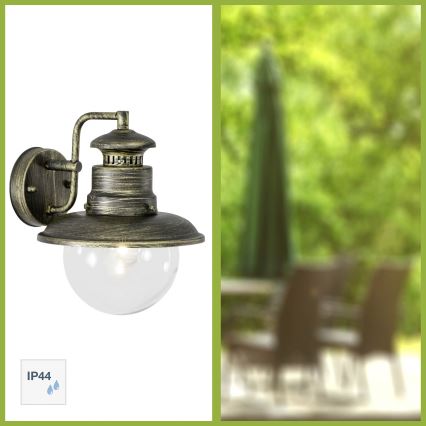 Brilliant - Екстериорен аплик ARTU 1xE27/60W/230V IP44 патина/златист