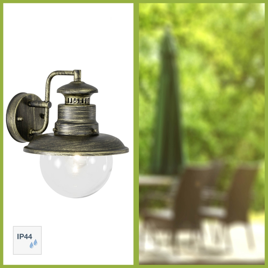 Brilliant - Екстериорен аплик ARTU 1xE27/60W/230V IP44 патина/златист