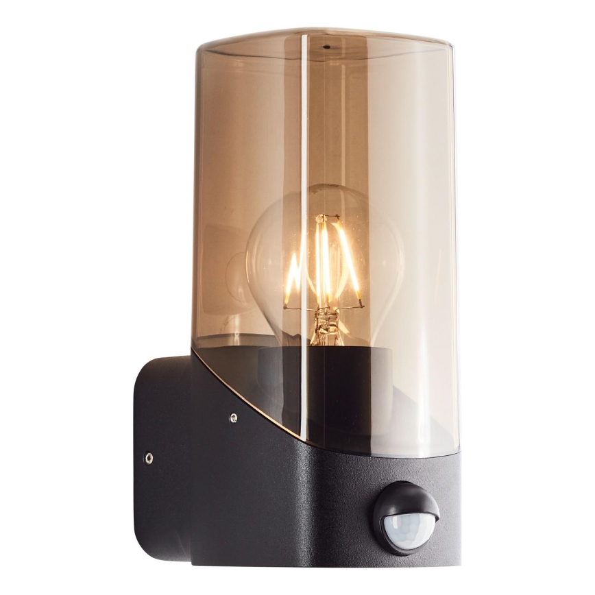 Brilliant - Екстериорен аплик със сензор MINOU 1xE27/10W/230V IP44 черен/опушен
