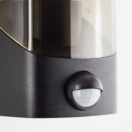 Brilliant - Екстериорен аплик със сензор MINOU 1xE27/10W/230V IP44 черен/опушен