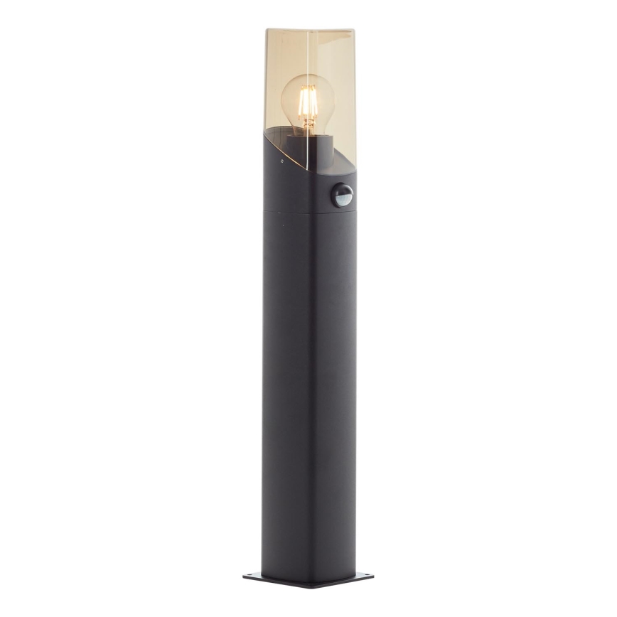 Brilliant - Екстериорна лампа със сензор MINOU 1xE27/10W/230V IP44 черен/опушен