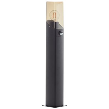 Brilliant - Екстериорна лампа със сензор MINOU 1xE27/10W/230V IP44 черен/опушен