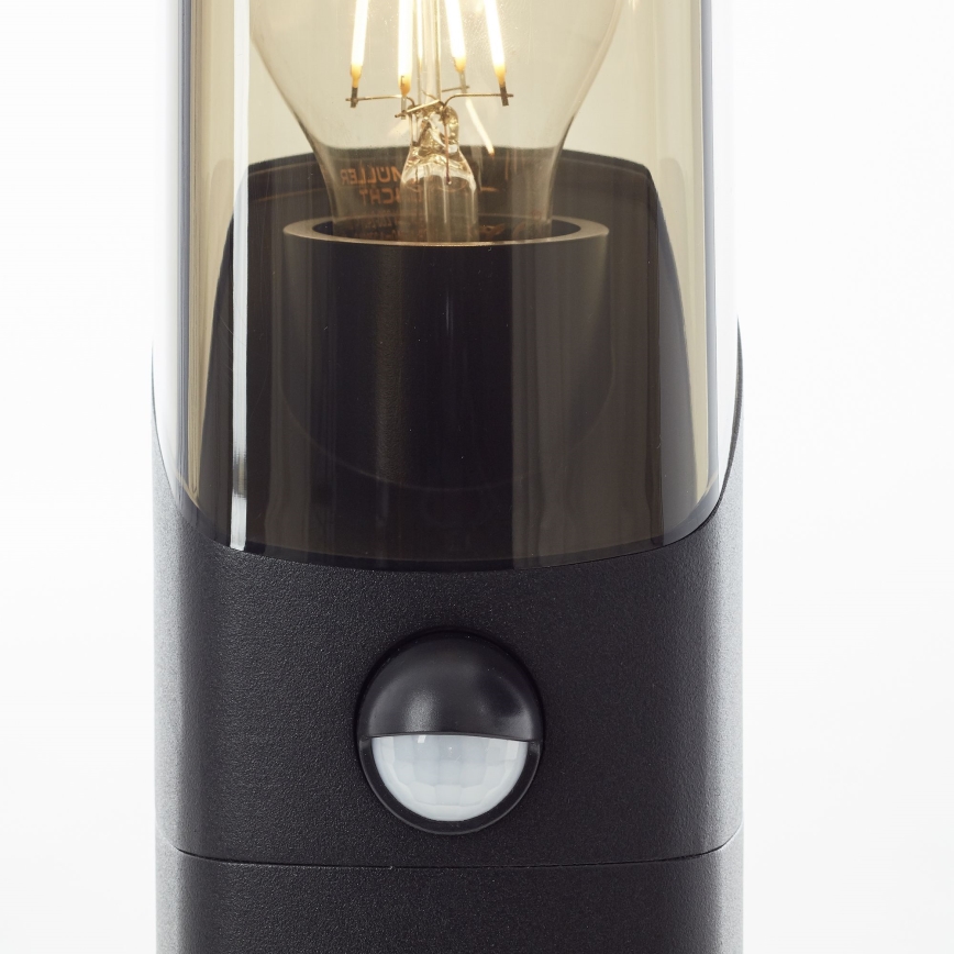 Brilliant - Екстериорна лампа със сензор MINOU 1xE27/10W/230V IP44 черен/опушен