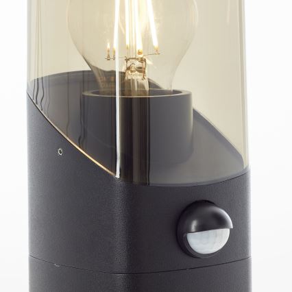 Brilliant - Екстериорна лампа със сензор MINOU 1xE27/10W/230V IP44 черен/опушен