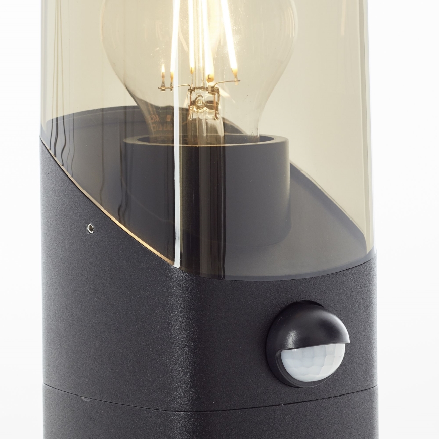 Brilliant - Екстериорна лампа със сензор MINOU 1xE27/10W/230V IP44 черен/опушен