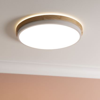 Brilliant - LED Димируем плафон BAARLO LED/24W/230V Ø 35 см бял/каучуков фикус